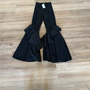 Stylish Black Ruffle Flare Pants